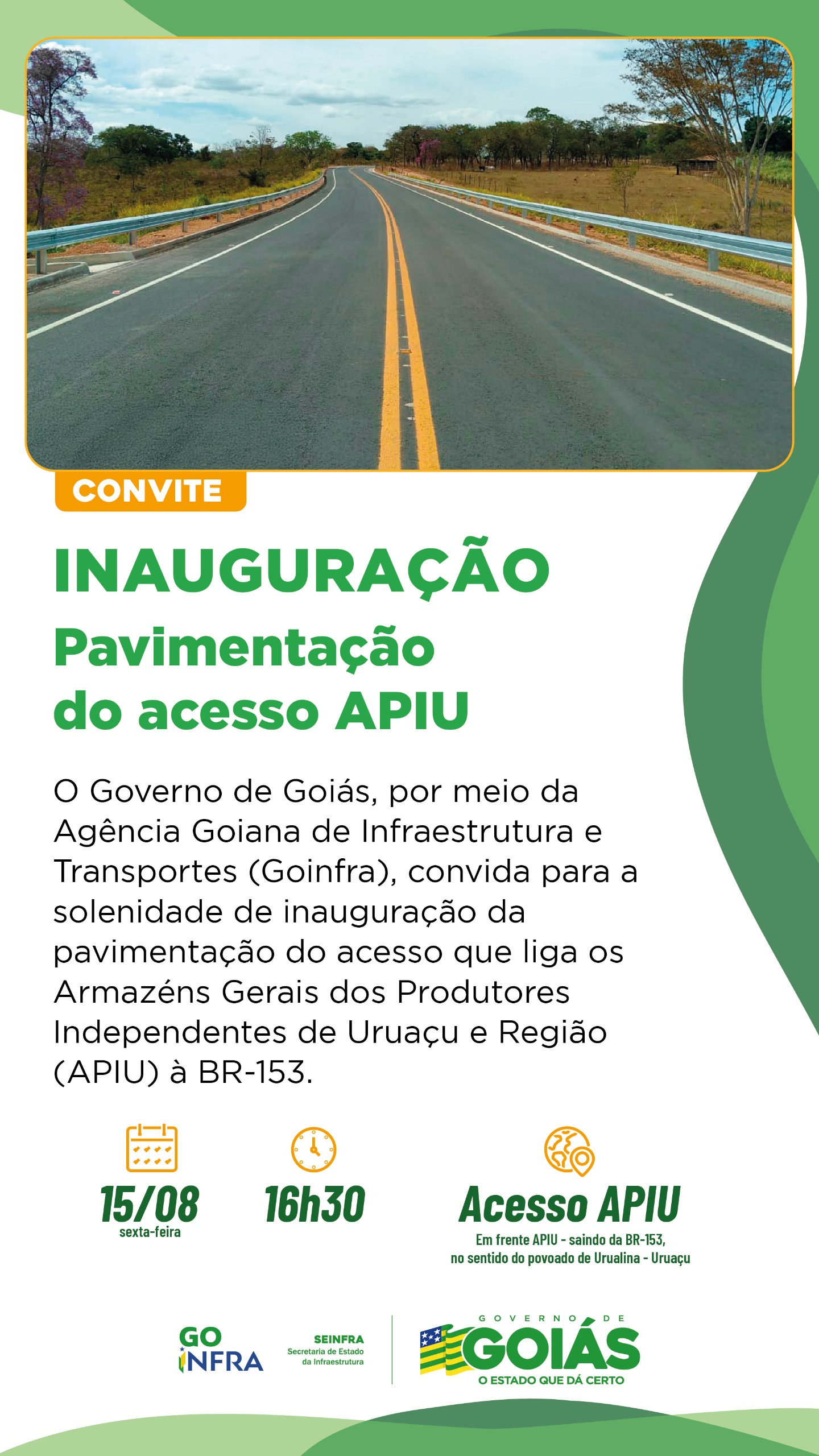 Convite a imprensa: inauguração de rodovia Apiu