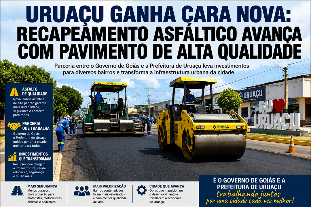 URUAÇU GANHA CARA NOVA: RECAPEAMENTO ASFÁLTICO AVANÇA COM PAVIMENTO DE ALTA QUALIDADE