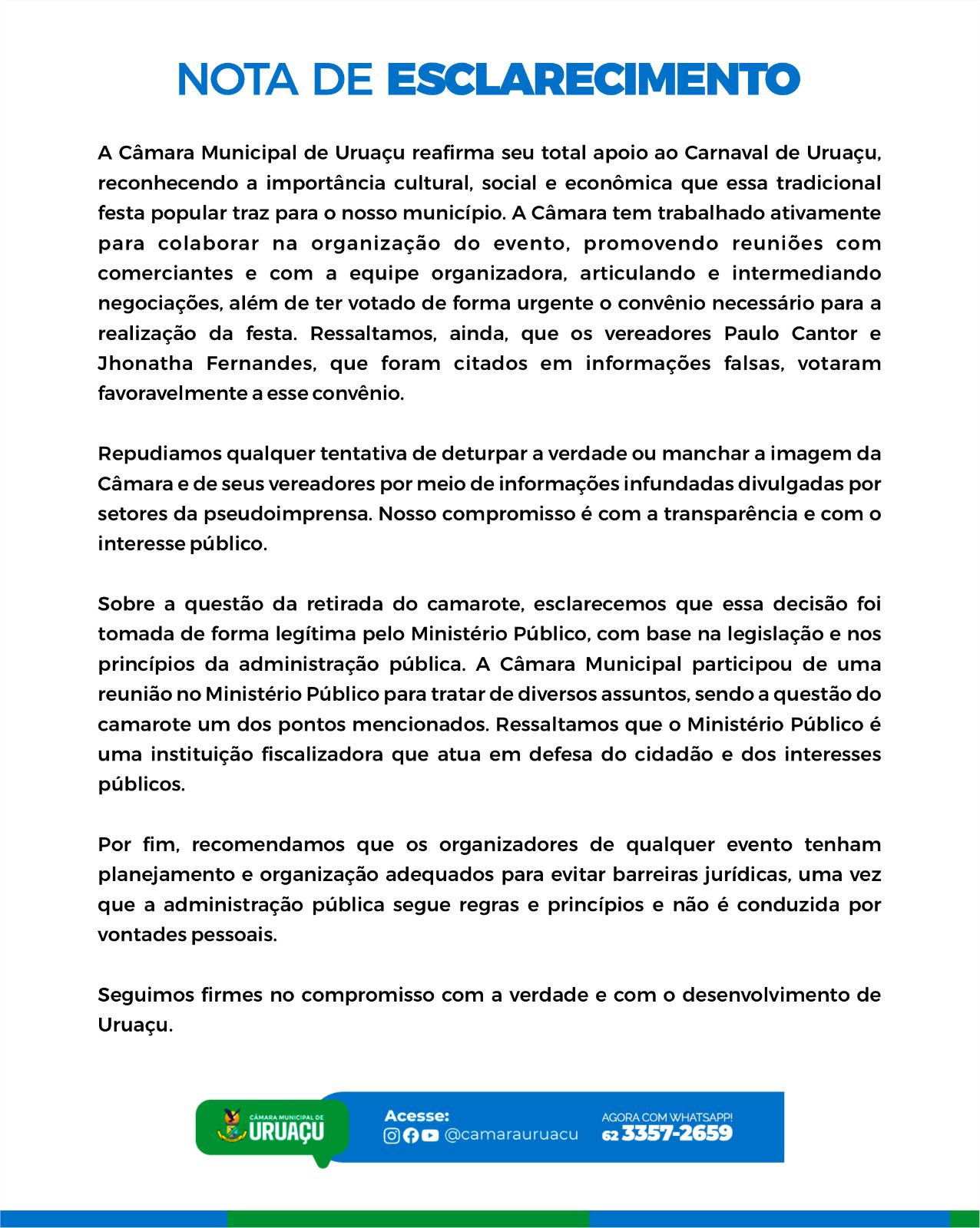 Nota de esclarecimento