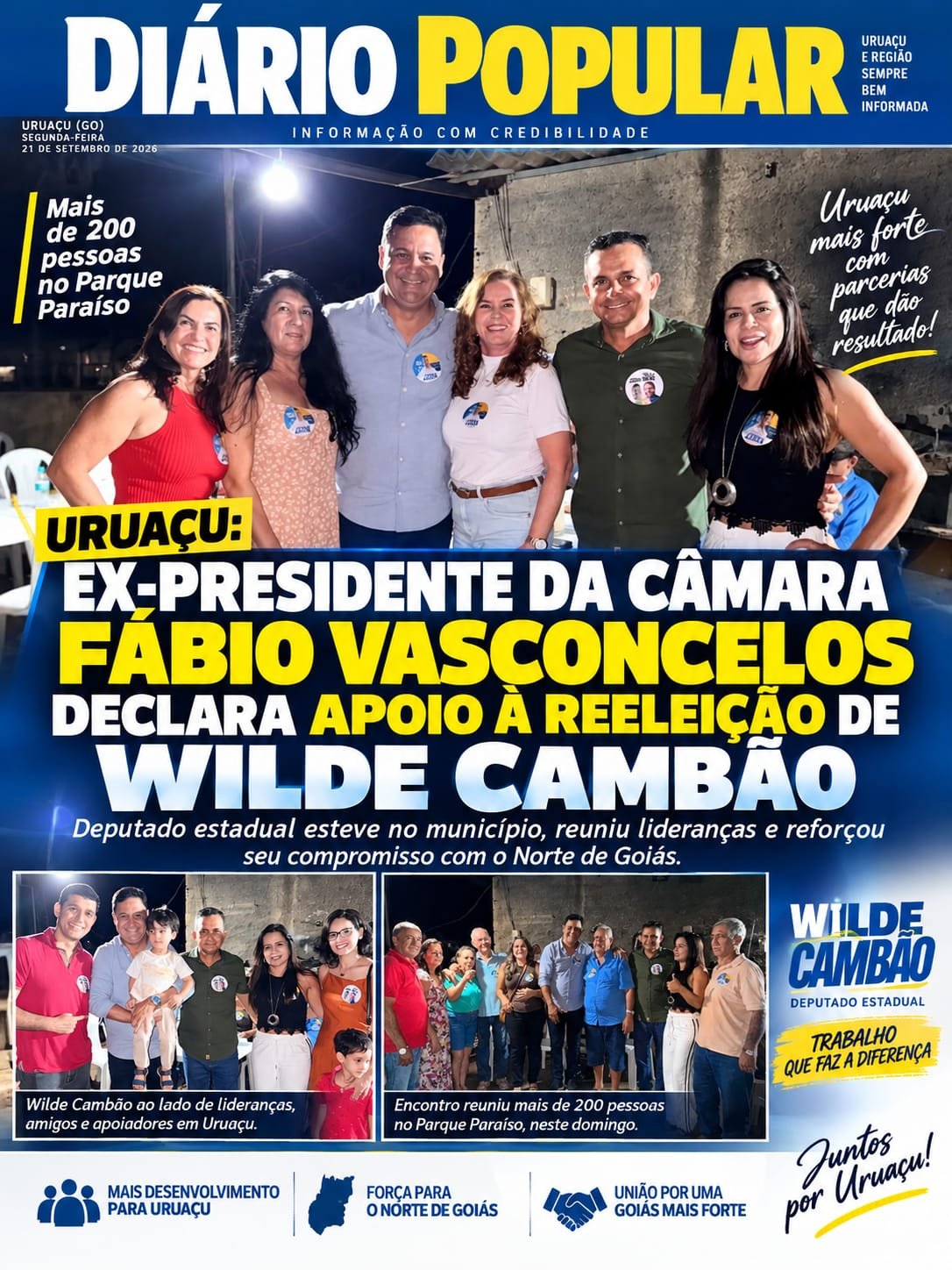 Wilde Cambão faz campanha em Uruaçu